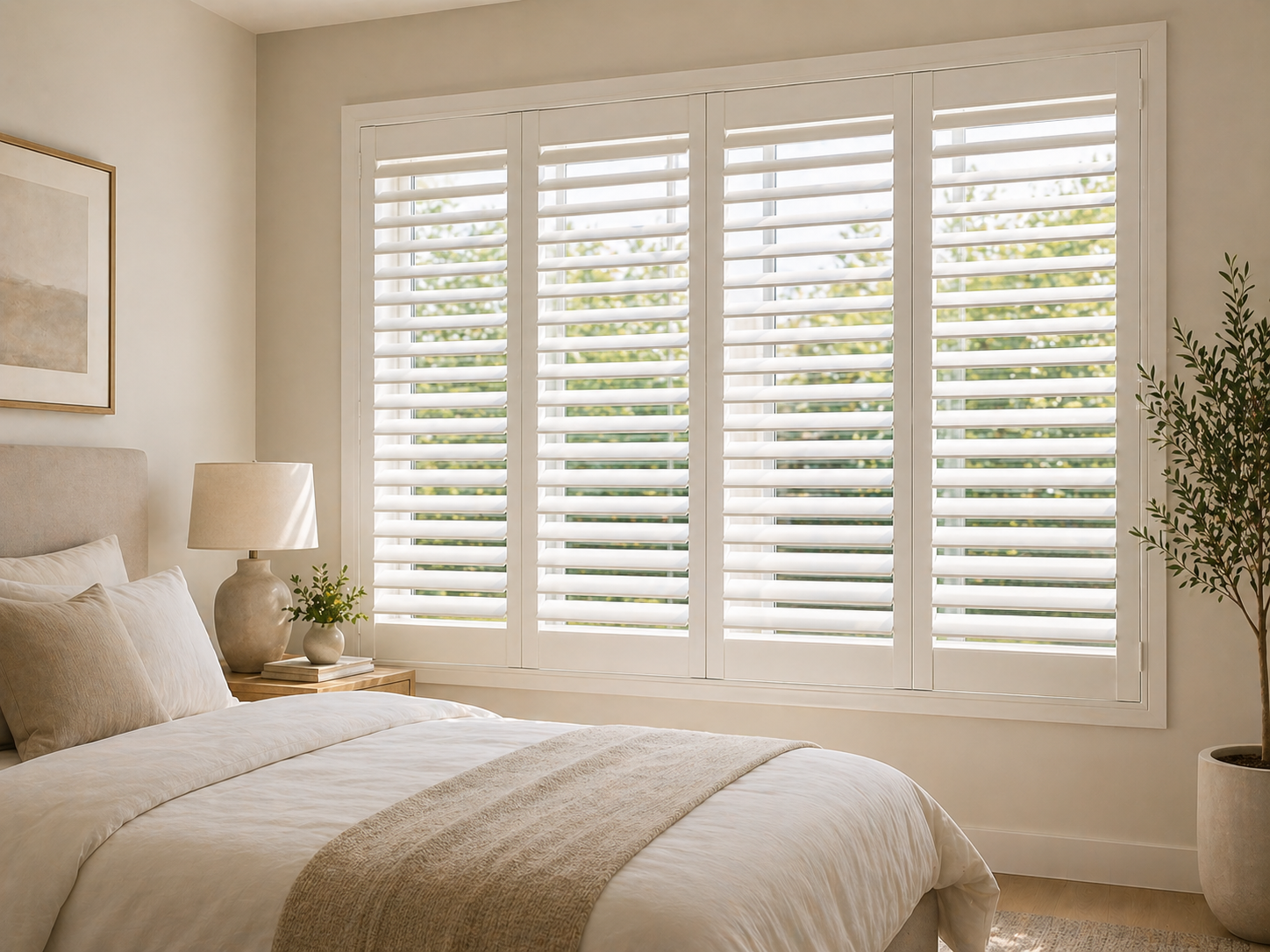 White plantation shutters installation