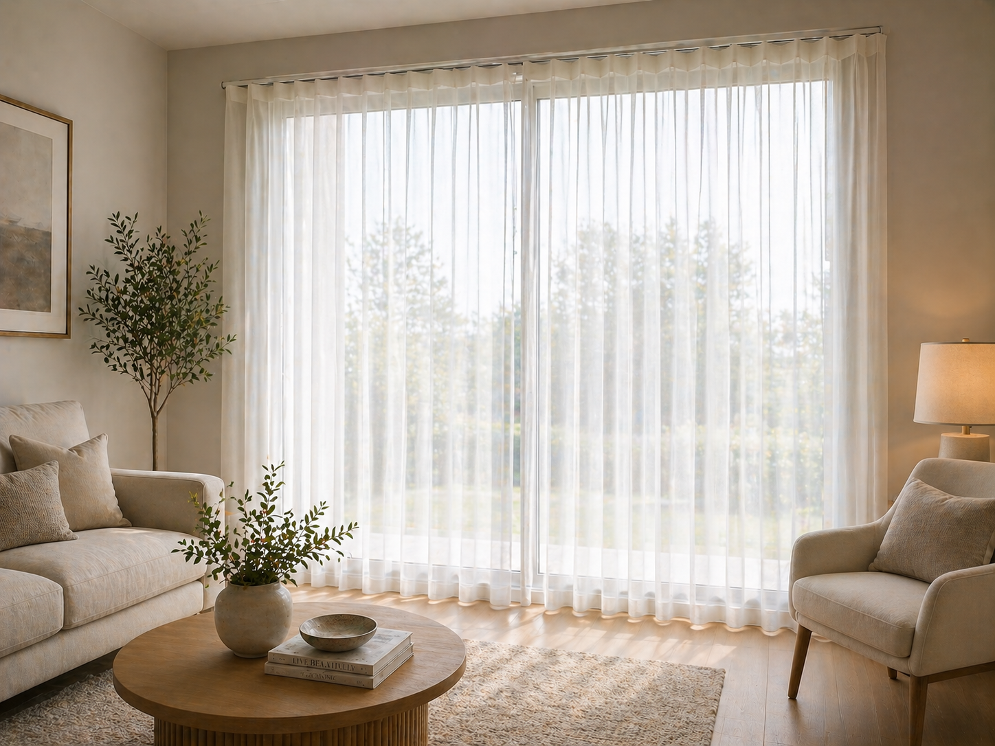 Elegant sheer curtains installation