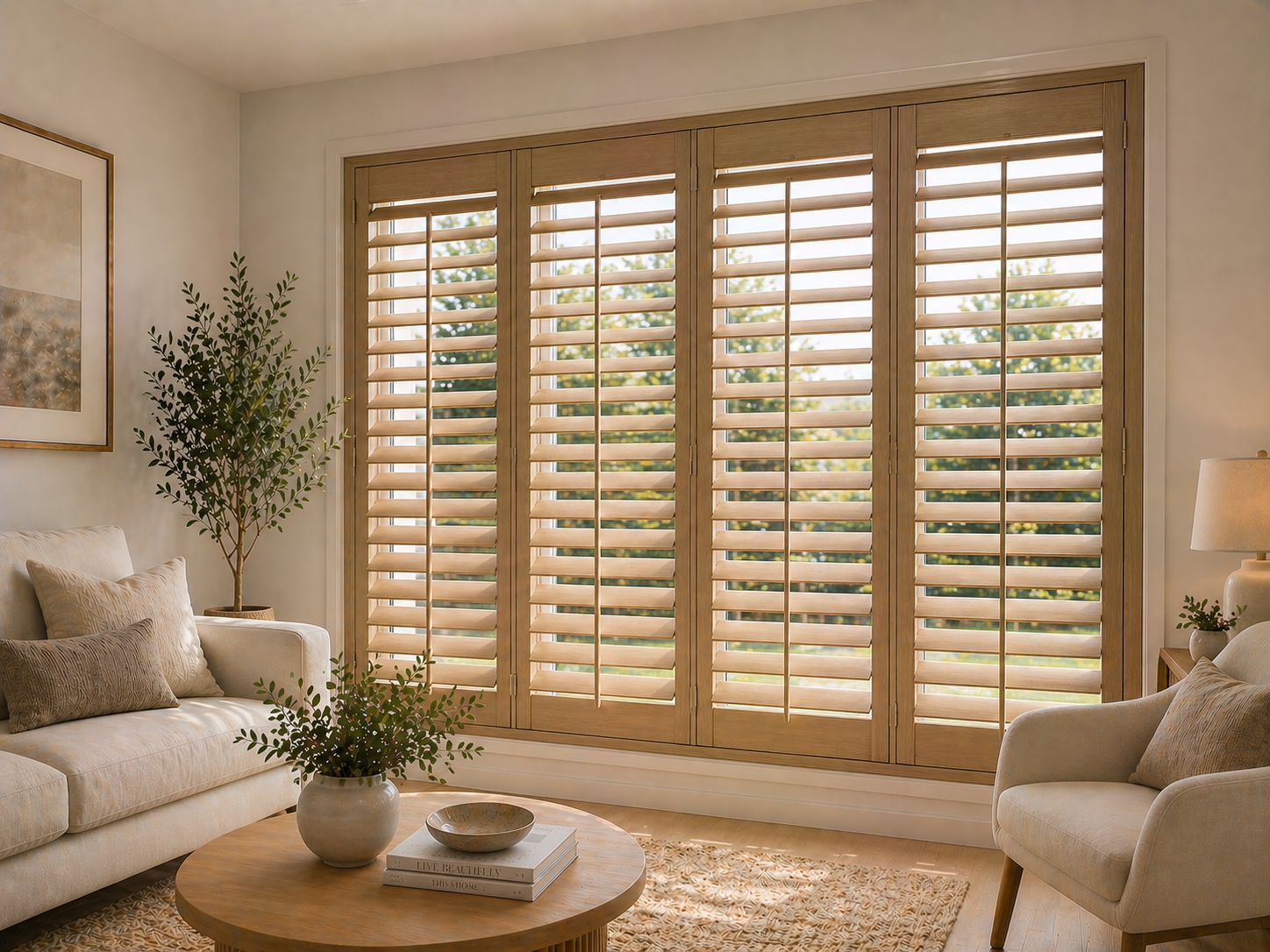 Wooden plantation shutters installation